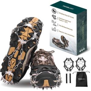 TREKOLOGY Microspikes for Hiking – 19-Spike Stainless-Steel Ice Cleats & Chains for Boots, Crampons for Hiking Boots Men & Women, Durable Traction Spikes for Snow & Ice(Large)