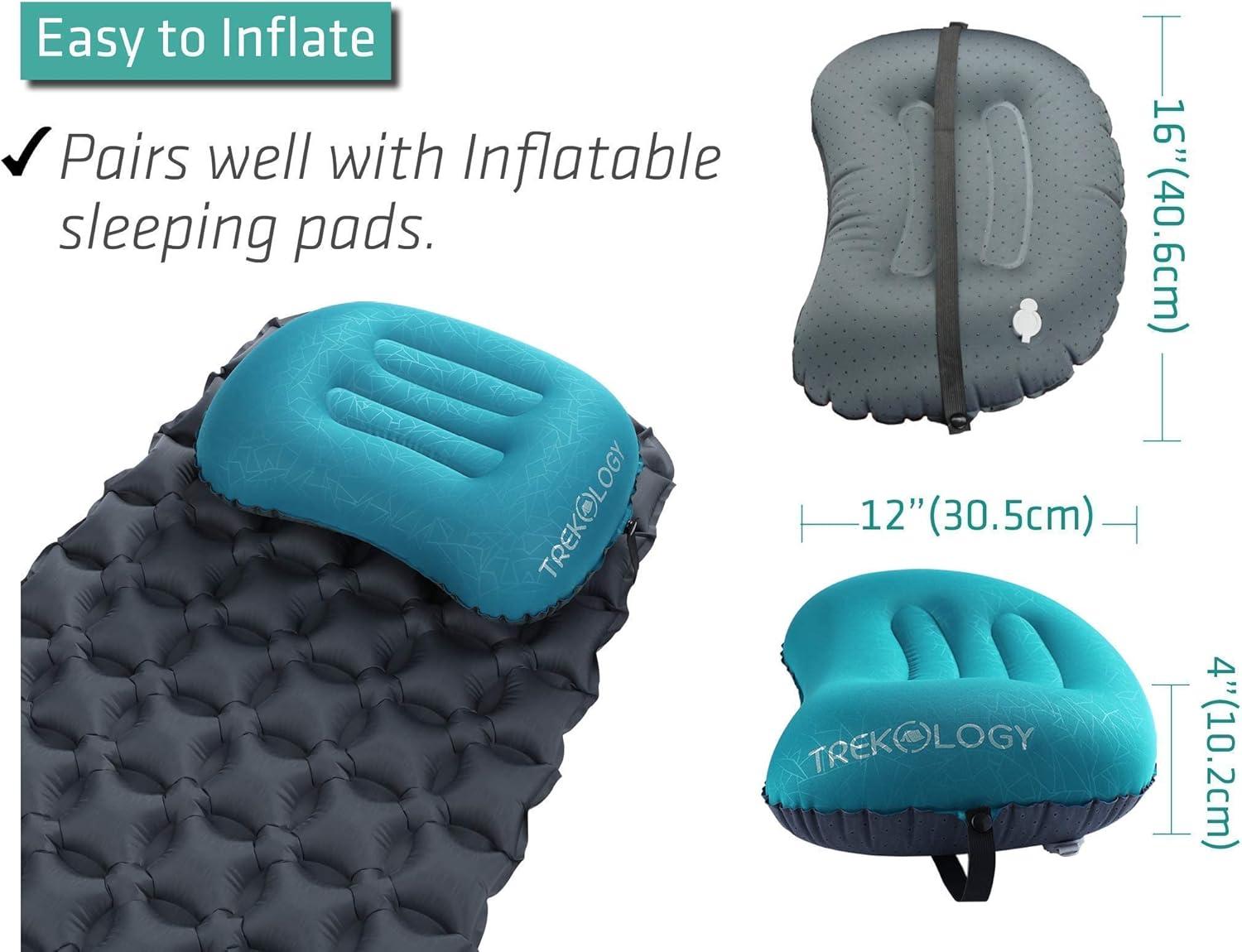imageTREKOLOGY ALUFT20 Light Blue ampamp UL Sleeping PadCompressible Compact Comfortable Ergonomic Inflating Pillow Inflatable Camping Mat for Travel Compact Lightweight Sleeping System