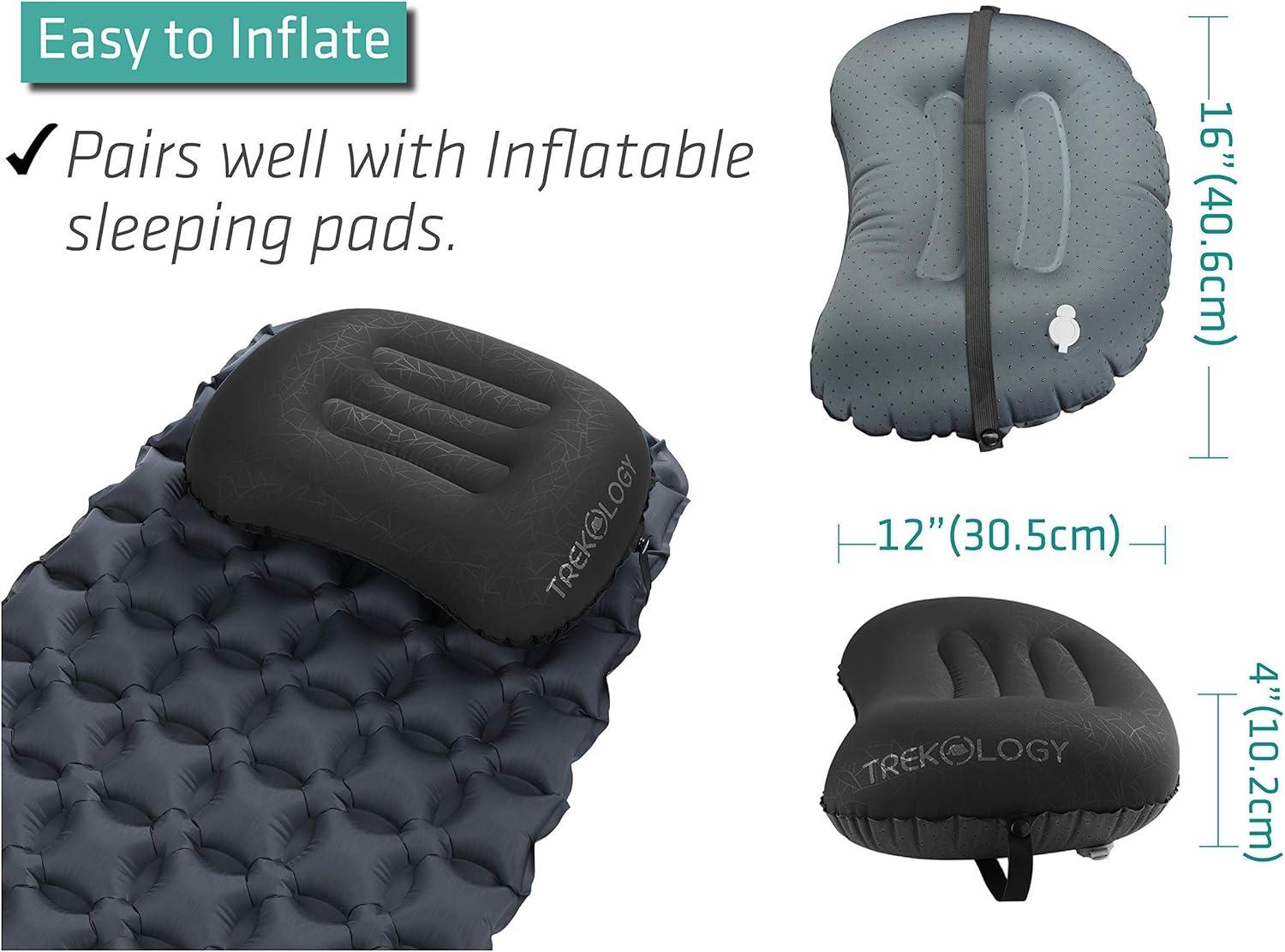 imageTREKOLOGY Bundle ALUFT20Black ampamp UL Sleeping Pad with Pump SackCompressible Compact Comfortable Ergonomic Inflating Pillow Inflatable Camping Mat for Travel Camping Hiking