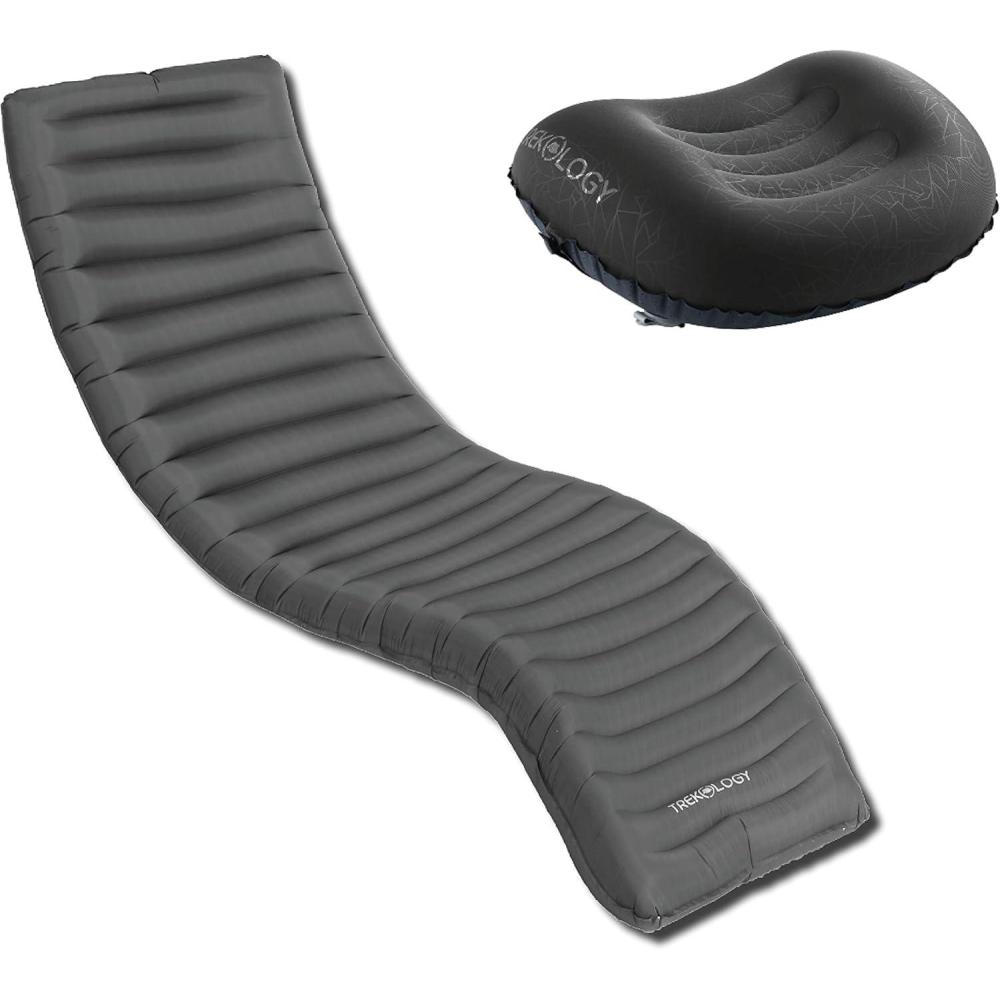 imageTREKOLOGY ALUFT20Black ampamp UL Sleeping PadCompressible Compact Comfortable Ergonomic Inflating Pillow Inflatable Camping Mat for Travel Camping Hiking Compact Lightweight Sleeping syste