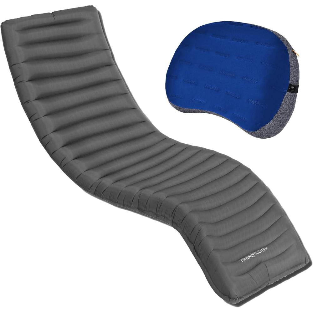 imageTREKOLOGY UL80 Ultralight Inflatable Backpacking Sleeping Pad with ALUFT Plus SE Inflatable Camping Pillow Compact Portable and Comfortable Gear for Camping Hiking Travel and Outdoor Adventures