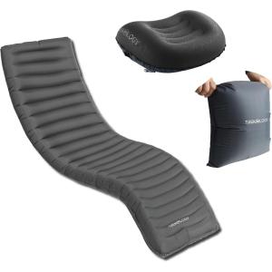 TREKOLOGY Bundle: ALUFT2.0(Black) & UL Sleeping Pad with Pump Sack-Compressible, Compact, Comfortable, Ergonomic Inflating Pillow, Inflatable Camping Mat for Travel, Camping, Hiking.