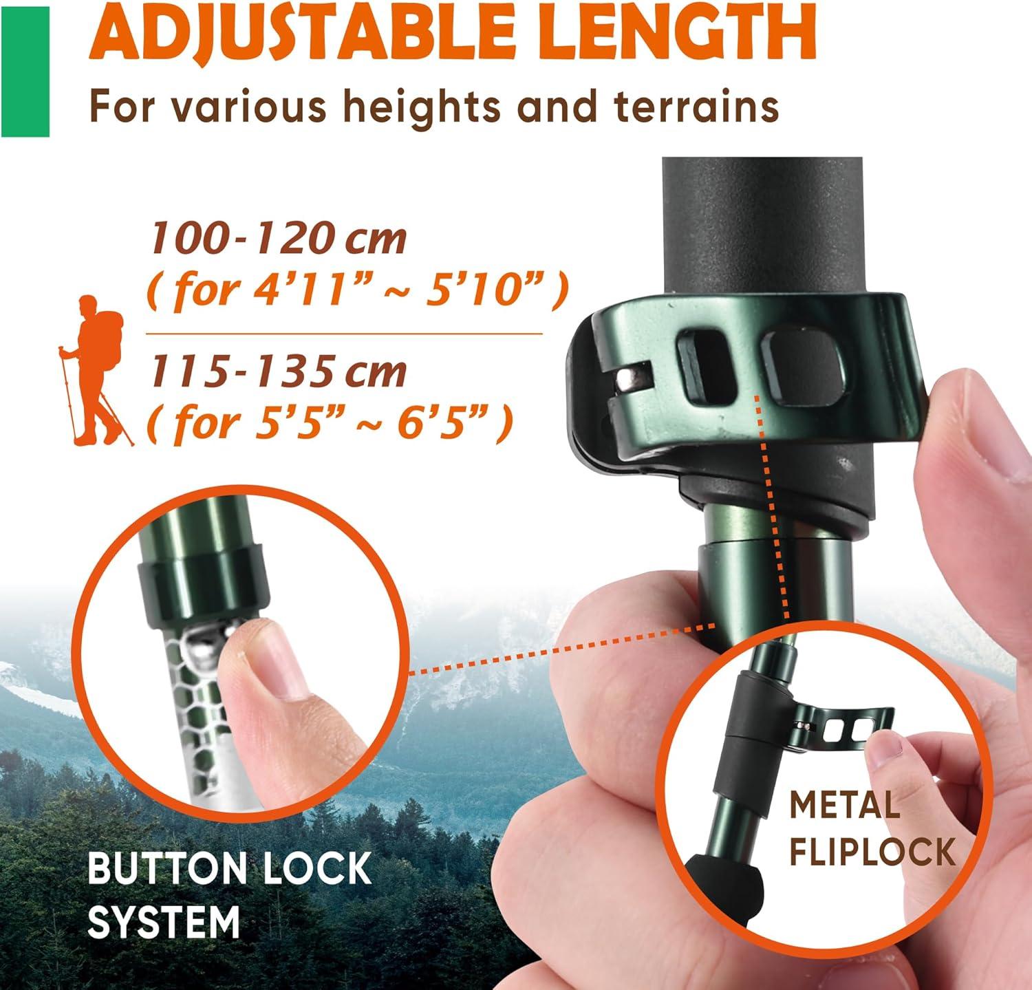 imageTrekology TrekZ Collapsible Hiking ampamp Trekking Poles 2PCS with Rubber Tip Replacements Adjustable Lightweight Walking Poles for Hiking Travel Seniors Women ampamp Men