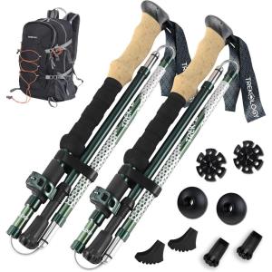 Trekology Trek-Z Hiking & Trekking Poles with 30L Waterproof Lightweight Daypack Backpack & Collapsible Trek-Z Aluminum Trekking Poles Set (2pc) for Men, Women, Seniors – Compact, Travel-Ready Gear